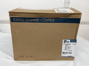 lot 18 image: 1 Case (100 each) NEW Tidi 910315 30 x 21 3-Ply Tissue Capes - White (open box) Exam Capes features soft strong TissuePoly Tissue construction that also provides a moisture barrier.