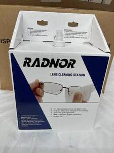 lot 58 image: 1 Case (4 each) NEW Radnor Lens Cleaning Station - 1200 Tissues and 16 oz. Solution Pack - For Polycarbonate, Plastic, and Glass Lenses 