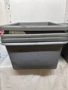 lot 72 image: Lot of Mixed Brand Heavy Duty&nbspCommercial&nbspSupply Item Storage Wash Tubs Container Bins - Gray (Rubbermaid, Quantum Storage, Dandux)