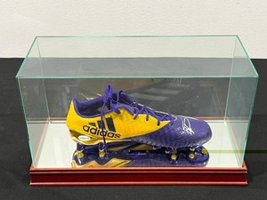 lot 1 image: Stefon Diggs Autographed Adidas Purple and Gold Cleat (Size 11) in Glass Case with COA - No Shipping