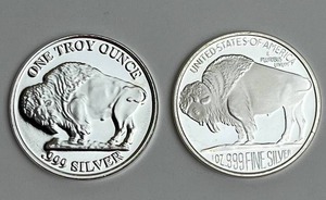 lot 10 image: Lot of Two 1oz .999 Fine Silver Indian Head Buffalo Liberty Coins - Shipping Available