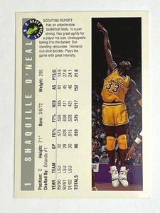 lot 24 image: 1992 Classic Draft Picks Shaquille ONeal #1 Basketball Card - Shipping Available