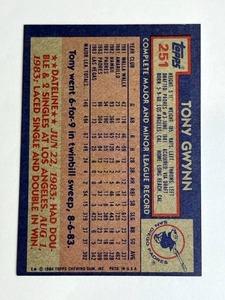 lot 29 image: 1984 Topps Baseball Tony Gwynn #251 - Shipping Available