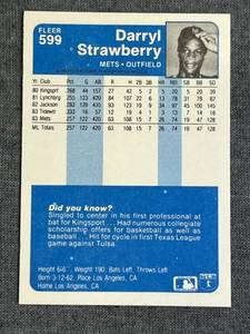lot 31 image: 1984 Fleer Baseball Darryl Strawberry #599 RC - Shipping Available