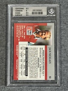 lot 44 image: 1990 Pro Set Jack Nicklaus #93 BGS 9 Mint - Shipping Available