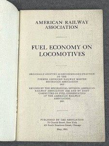 lot 64 image: RARE Antique May 1921 American Railway Association Fuel Economy on Locomotives Booklet (51 Pages) (3.75 x 5.75) - Shipping Available