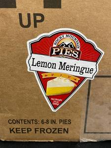 D - Rocky Mountain Pies Lemon Meringue Pie - Case of 6, 8 Inch Pies