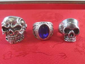 (CNTR) 3 Stainless Steel Biker Ring...