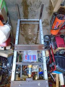 Floor model hydraulic press with jack. Galvanized. Nice condition. As shown.