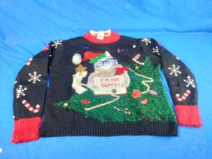 New Cute Ugly Cat Christmas Sweater Size Large