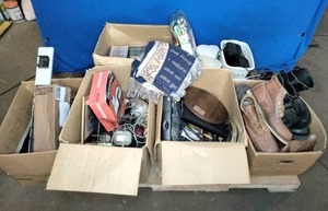 Pallet of Miscellaneous Items Shoes, Boots, Electronics, Christmas, Household, Etc.