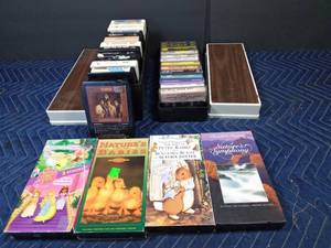 lot 25 image: Case of 8 track tapes, case of cassettes and some VHS