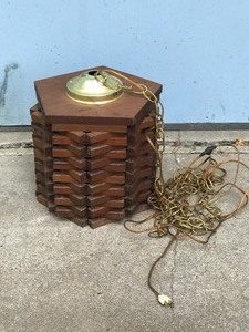 lot 177 image: Vintage Wooden Hanging Lamp