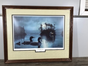 lot 17 image: Les C. kouba Framed - Numbered & Signed Print - Cry of the Loon - 11832500