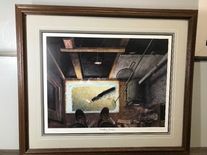 lot 20 image: Les C. kouba Framed - Signed & Numbered Print - Darkhouse Spearing 15153000