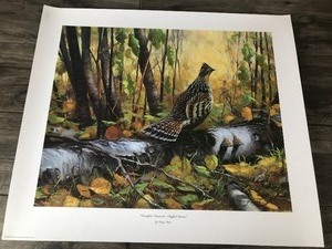 lot 208 image: Gary Moss Signed & Numbered Print - Watchful Monarch - Ruffed Grouse 23253200