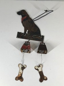 lot 276 image: Vintage Metal Wind Chime with Dog - Bells and Dog Bones