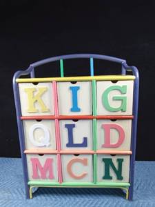 lot 74 image: Childs wood 9 drawer wood organizer