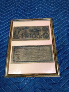 lot 82 image: 2 Bank of De Sota $3 bills framed
