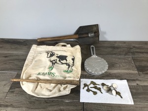 lot 369 image: 1944 Military Shovel - Small Baseball Bat - Kemps Bag - Keys and More
