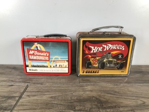 lot 388 image: 2 - Collectible Metal Lunch Pails - McDonalds & Hot Wheels (has thermos)