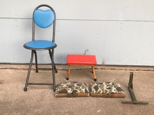 lot 394 image: Fold Up Chair - Small Wooden Stool and a Seat for a deer Stand