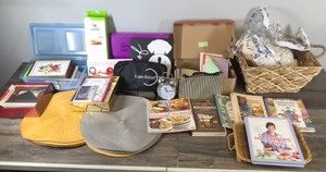 lot 560 image: New Greeting Cards - Cook Books - Baskets - Alarm Clock - Christmas Lights that Play Music (New) - Table Mats and More
