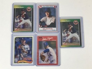 lot 647 image: Lot of 5 Nolan Ryan Baseball Cards all in Top Loaders