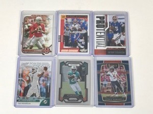 lot 654 image: Lot of 6 Football Cards all in Top Loaders - Patrick Mahomes - Tua Tagovailoa - CJ Stroud - Anthony Richardson