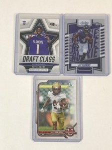 lot 656 image: Lot of 3 Zay Flowers Football Cards all in Top Loaders