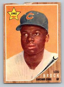lot 7 image: Lou Brock RC 1962 Topps #387 Vintage Rookie Baseball Card
