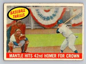 lot 22 image: Mickey Mantle 1959 Topsp #461 Baseball Thrills Vintage Card