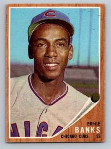 lot 25 image: Ernie Banks 1962 Topps #25 Vintage Baseball Card
