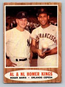 lot 29 image: Roger Maris  Orlando Cepeda 1962 Topps #410 AL & NL Homer Kings Vintage Baseball Card