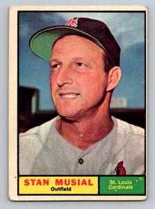 lot 36 image: Stan Musial 1961 Topps #290 Vintage Baseball Card