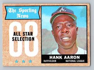 lot 38 image: Hank Aaron 1968 Topps #370 Sporting News All-Star Vintage Baseball Card