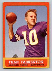 lot 43 image: Fran Tarkenton 1963 Topps #93 Minnesota Vikings Vintage Football Card
