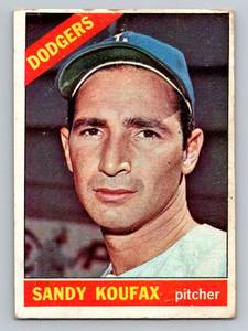 lot 44 image: Sandy Koufax 1966 Topps #100 Vintage Baseball Card