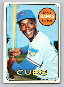 lot 52 image: Ernie Banks 1969 Topps #20 Vintage Baseball Card
