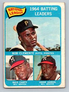 lot 53 image: Roberto Clemente  Hank Aaron 1965 Topps #2 NL Batting Leaders Vintage Baseball Card