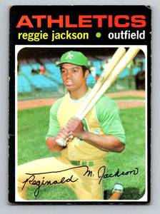 lot 55 image: Reggie Jackons 3rd Year 1971 Topps #20 Vintage Baseball Card