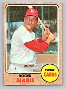 lot 56 image: Roger Maris 1968 Topps #330 Vintage Baseball Card