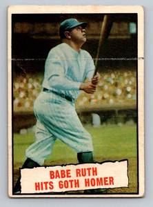 lot 58 image: Babe Ruth Hits 60th Homer 1961 Topps #401 Vintage Baseball Card