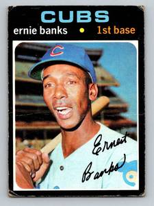 lot 63 image: Ernie Banks 1971 Topps #525 Vintage Baseball Card