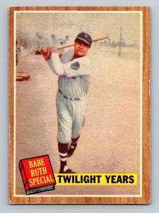 lot 67 image: Babe Ruth Special 1962 Topps #141 Twilight Years Vintage Baseball Card