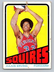 lot 80 image: Julius Irving 1972 Topps #195 Vintage Basketball Card