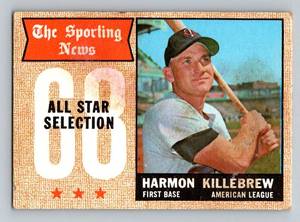 lot 89 image: Harmon Killebrew 1968 Topps #361 Sporting News All-Star Vintage Minnesota Twins Baseball Card
