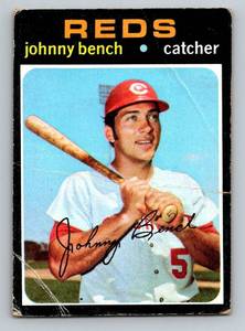 lot 95 image: Johnny Bench 1971 Topps #250 Vintage Baseball Card
