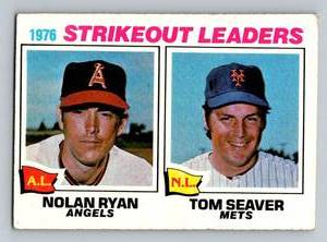 lot 117 image: Nolan Ryan  Tom Seaver 1977 Topps #6 Strikeout Leaders Vintage Baseball Card