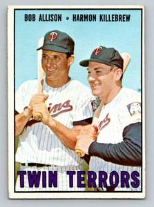 lot 120 image: Harmon Killebrew  Bob Allison 1967 Topps #334 Twin Terrors Vintage Minnesota Twins Baseball Card